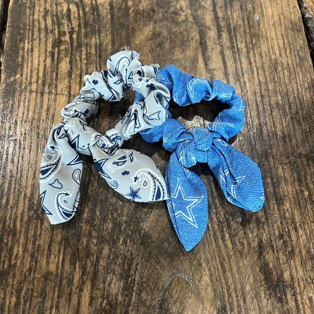 Dallas Cowboys Cute Bow Scrunchies Wristbands Hairties 2 pack